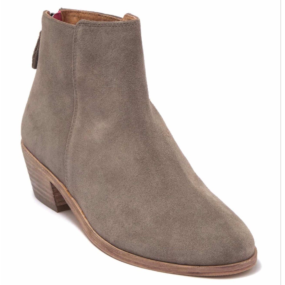 Joules Langham Suede Ankle Bootie Light Gray 6 NIB
